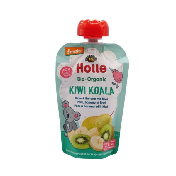 Holle bio 100% gyümölcspüré Kiwi-Körte-Banán