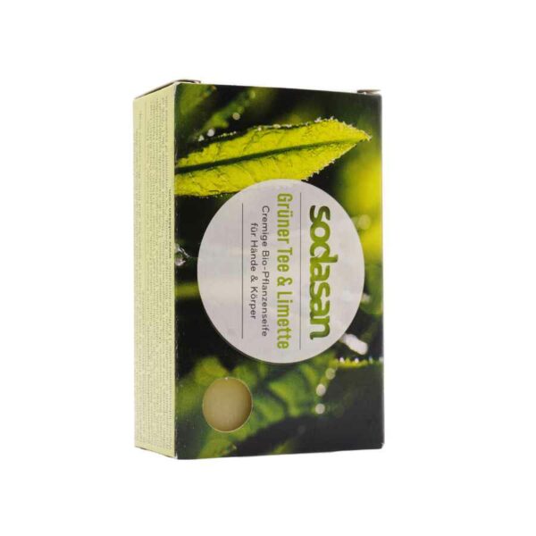 Sodasan bio zöldtea - lime shea vaj szappan, 100%-ban természetes összetevőkkel, kézre és testre